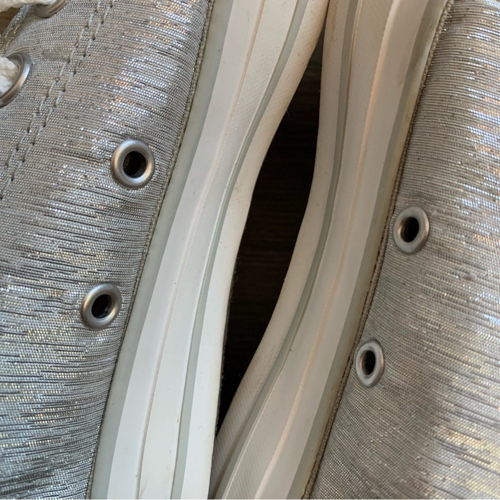 Converse | Size 7 All Star Sneakers metallic Silver Lace up minimalist low tops - Picture 8 of 16